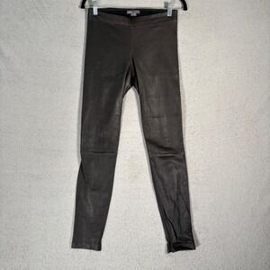 Vince‎ Leather Leggings Pants Womens Size S Black Skinny Zip Ankle Luxury Chic